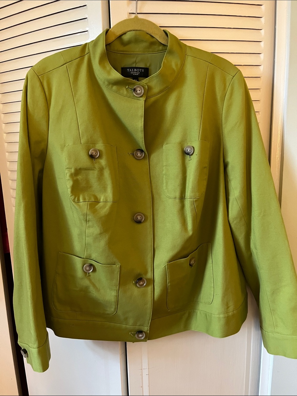 Talbots Green Collarless Button-Front Blazer
